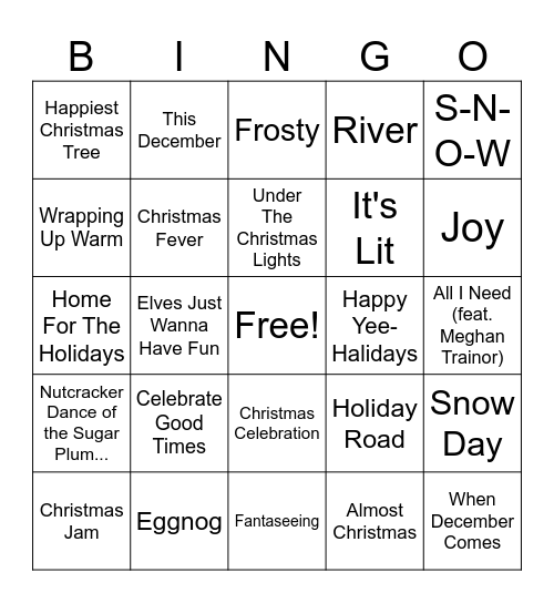 (a) xmas Rd 1 Bingo Card