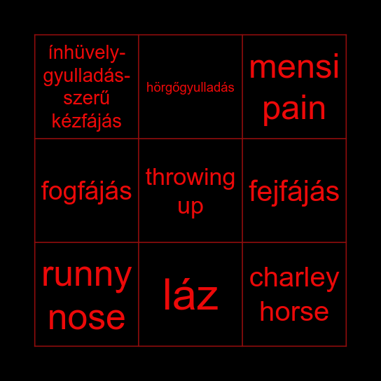 Mesi beteges júniusa :( Bingo Card
