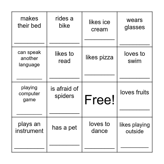 Find Somebody Who... Bingo Card