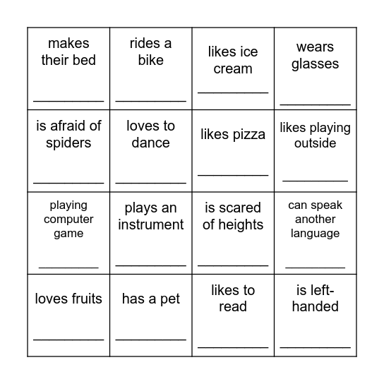 Find Somebody Who... Bingo Card