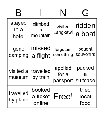 Have you ever ... ? Bingo Card