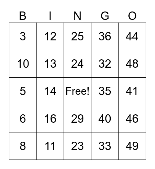 Annacliffe Bingo Card