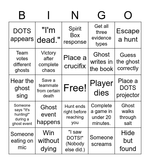 gaming bingo Card