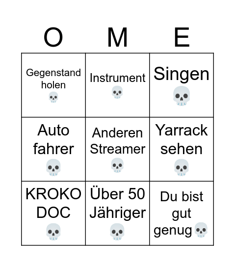 OME TV CRASHOUT BINGO Card