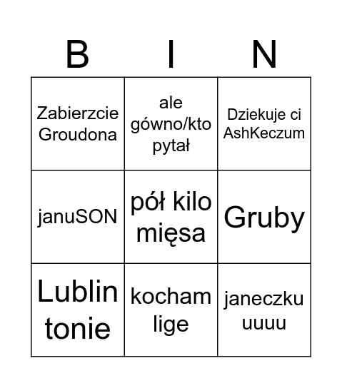 Sasowy ma bana Bingo Card