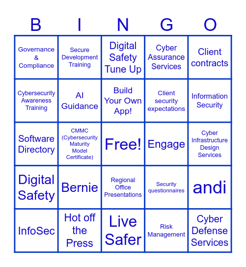 Digital Safety Workshop Bingo Card