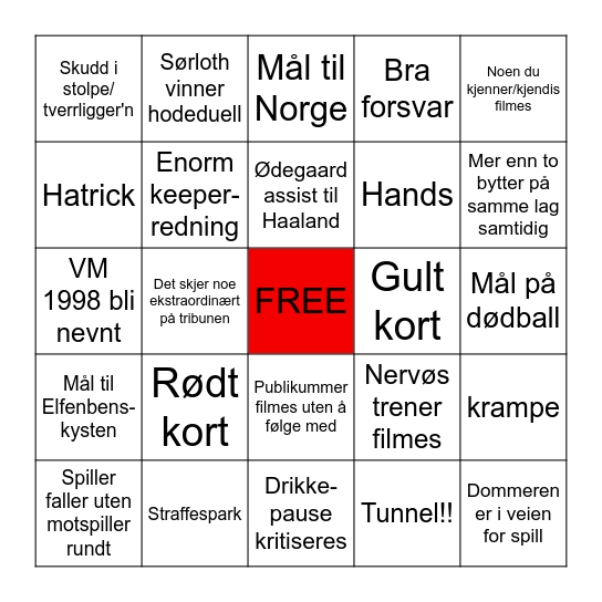 NORGE-ELFENBENSKYSTEN Bingo Card