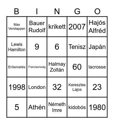SPORT Bingo Card
