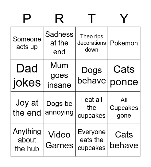 Party Bingo Card