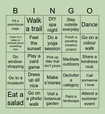 Summer 2026 Bingo Card
