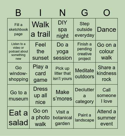 Summer 2026 Bingo Card