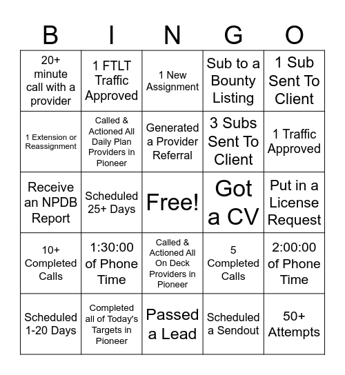 Barton Bingo Card