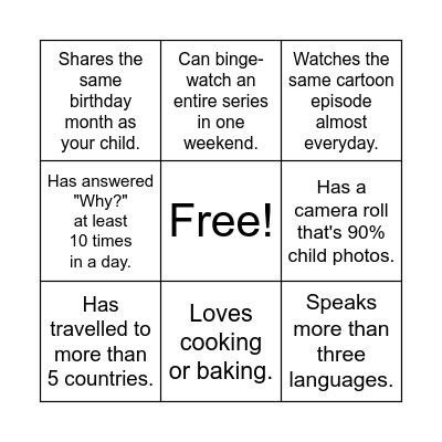 Meet and Greet - Playgroup Bingo Card