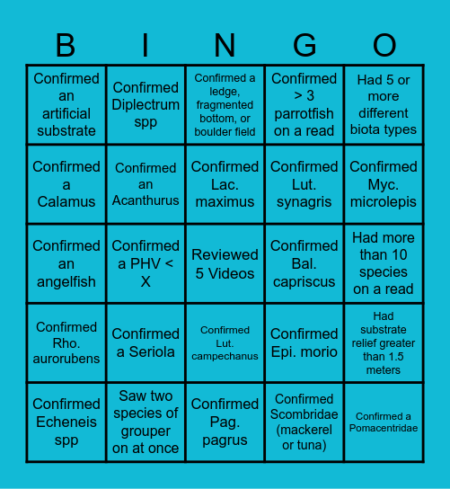 3rd Reader Video BINGO Card