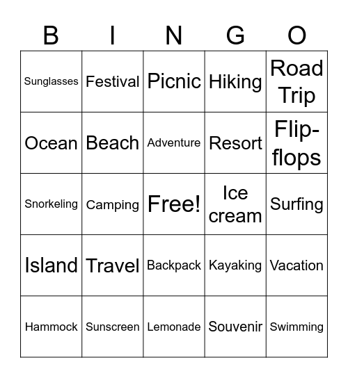Summer 2026 Bingo Card
