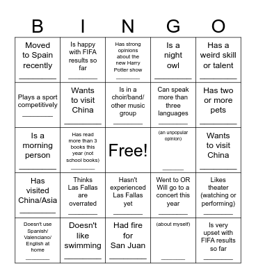BINGO! Find someone who: Bingo Card