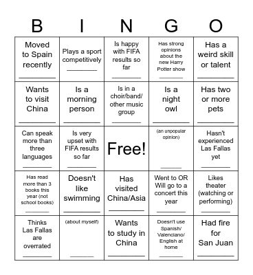 BINGO! Find someone who: Bingo Card