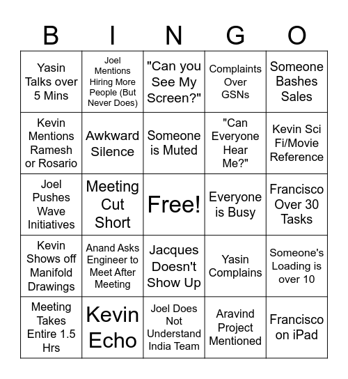 Weekly Engineering MeetingCompaints over Bingo Card