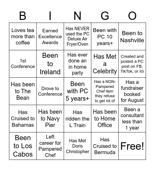 Team Time Bingo Card