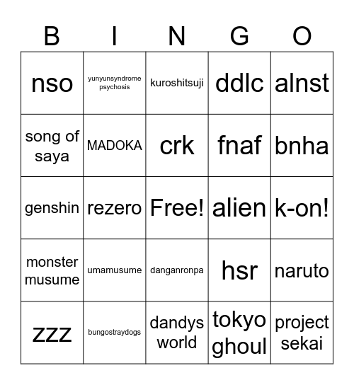 pyrkon pokaz otwarty Bingo Card