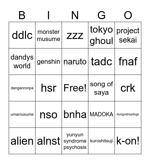 pyrkon pokaz otwarty Bingo Card