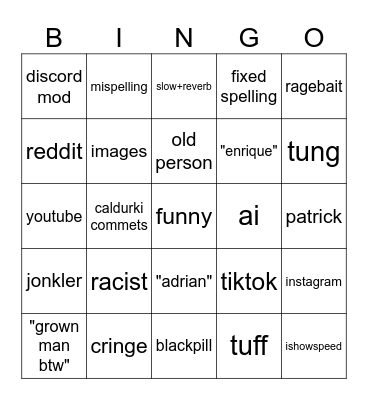 caldruki Bingo Card