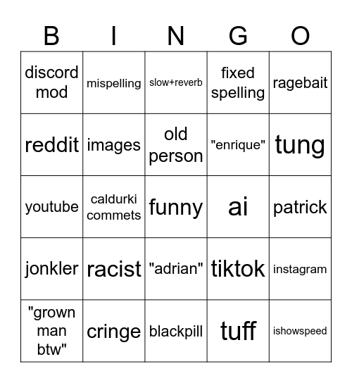 caldruki Bingo Card