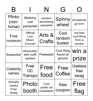 Canadadadaday Bingo Card