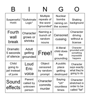 GoAnimate Bingo Card