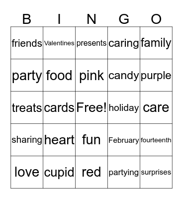 Valentines Bingo Card