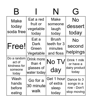Wellness Bingo Card