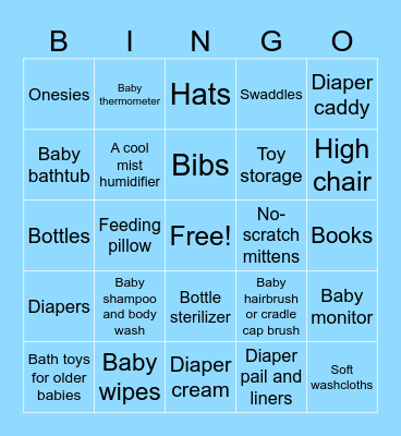 Tabby's Baby Shower Bingo Card