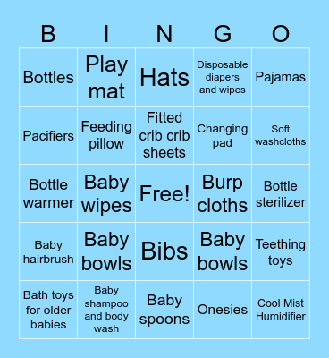 Tabby's Baby Shower Bingo Card