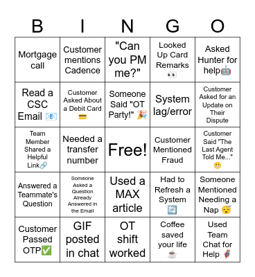Merger Madness Bingo Card