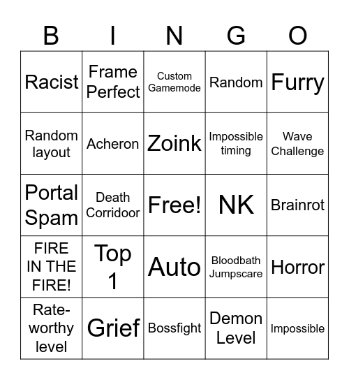 Geometrec Sprint Bingo Card