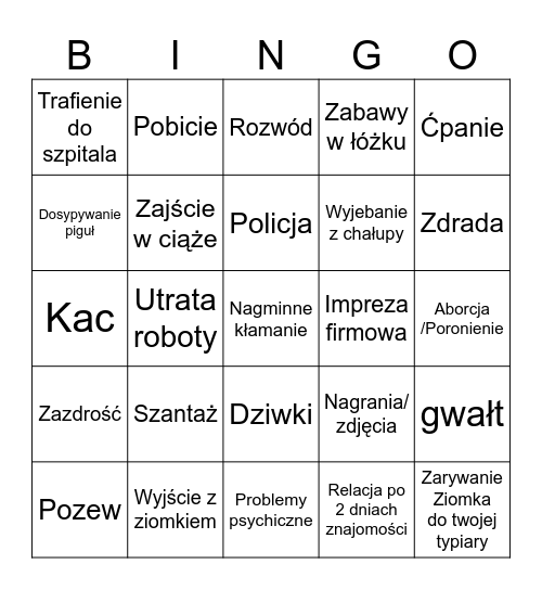 Ukryta Prawda Bingo Card
