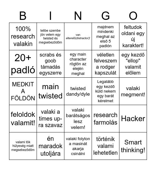 DW Bingo Card