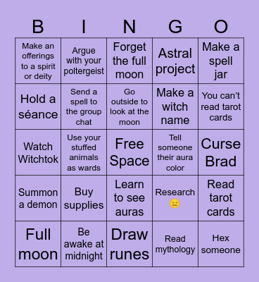 Coven of Thorns Bingo Card