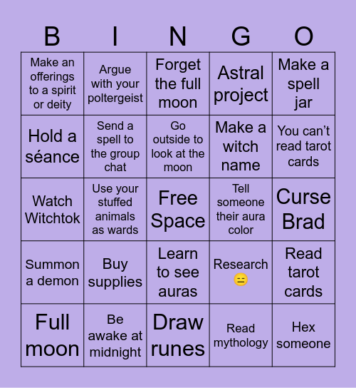 Coven of Thorns Bingo Card