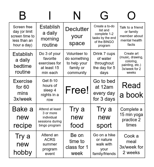 AL Bingo Card