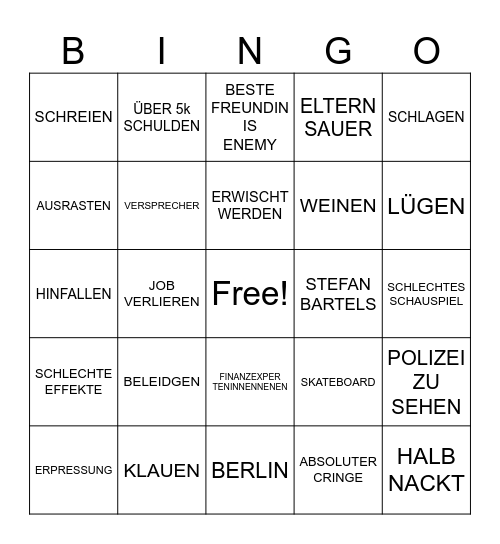 Hilf mir! Bingo Card