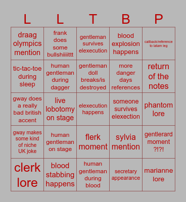 THE BLACK PARADE 2026 Bingo Card