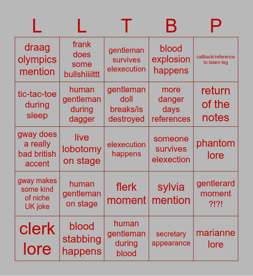 THE BLACK PARADE 2026 Bingo Card