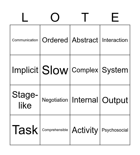 KATYISD LOTE DTD AUGUST 4, 2026 Bingo Card