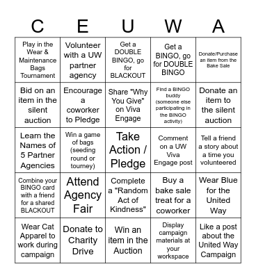 United Way BINGO Card