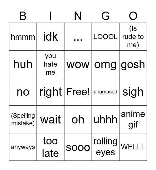 Bugs Bingo Card Bingo Card