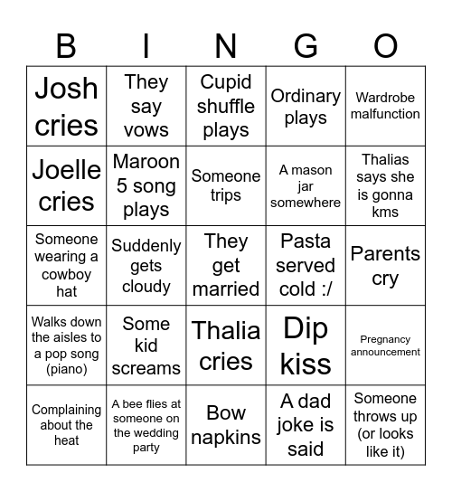 Joelle Bingo Card