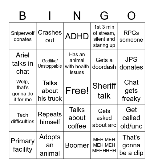Loochy Bingo Card