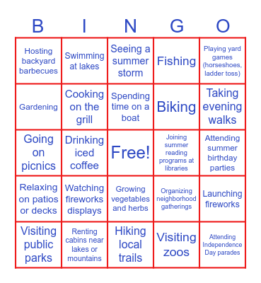 July Bingo Card