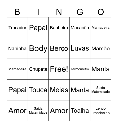Chá de bênçãos Bingo Card